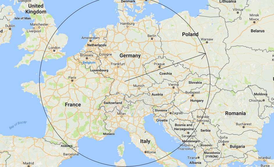 A comparison to the same area in Europe